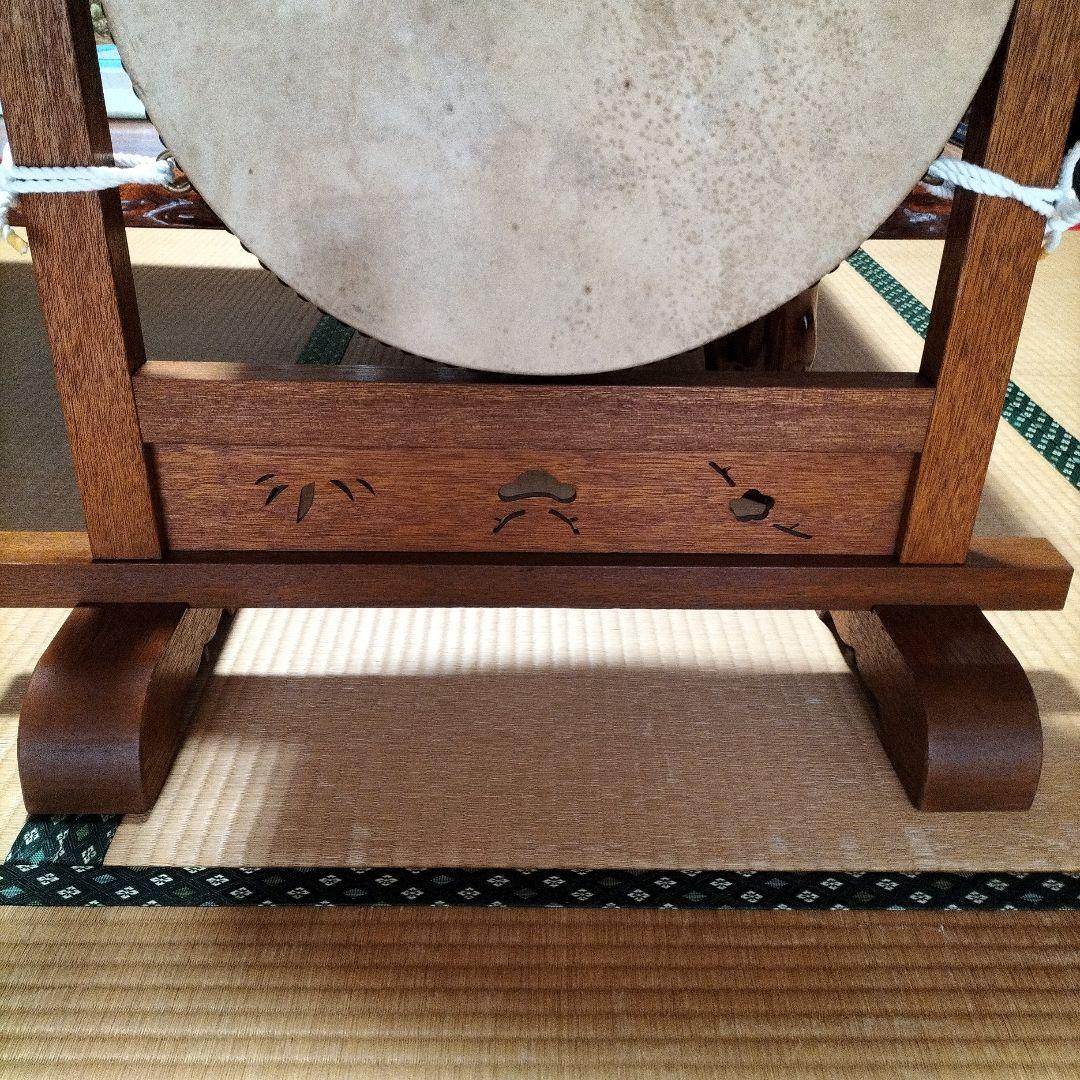 和太鼓　平胴太鼓　鳥居台付き　1.5尺 約45cm 中古良品