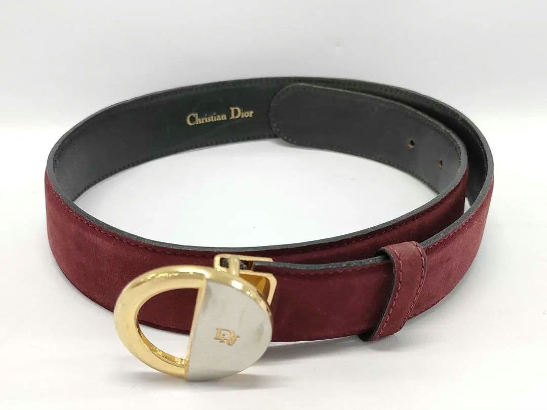 Christian Dior バーガンディ スエード 65cm 幅3cm d52