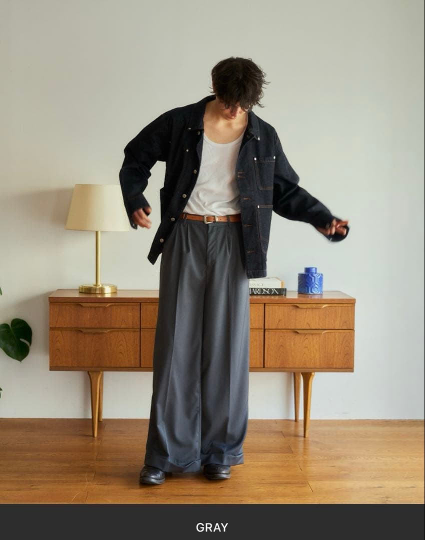 2tuck wide baggy slacks ワイドバギーフレアスラックス