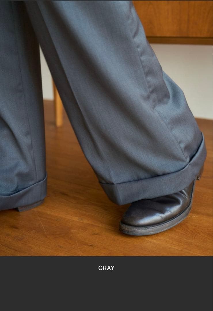 2tuck wide baggy slacks ワイドバギーフレアスラックス