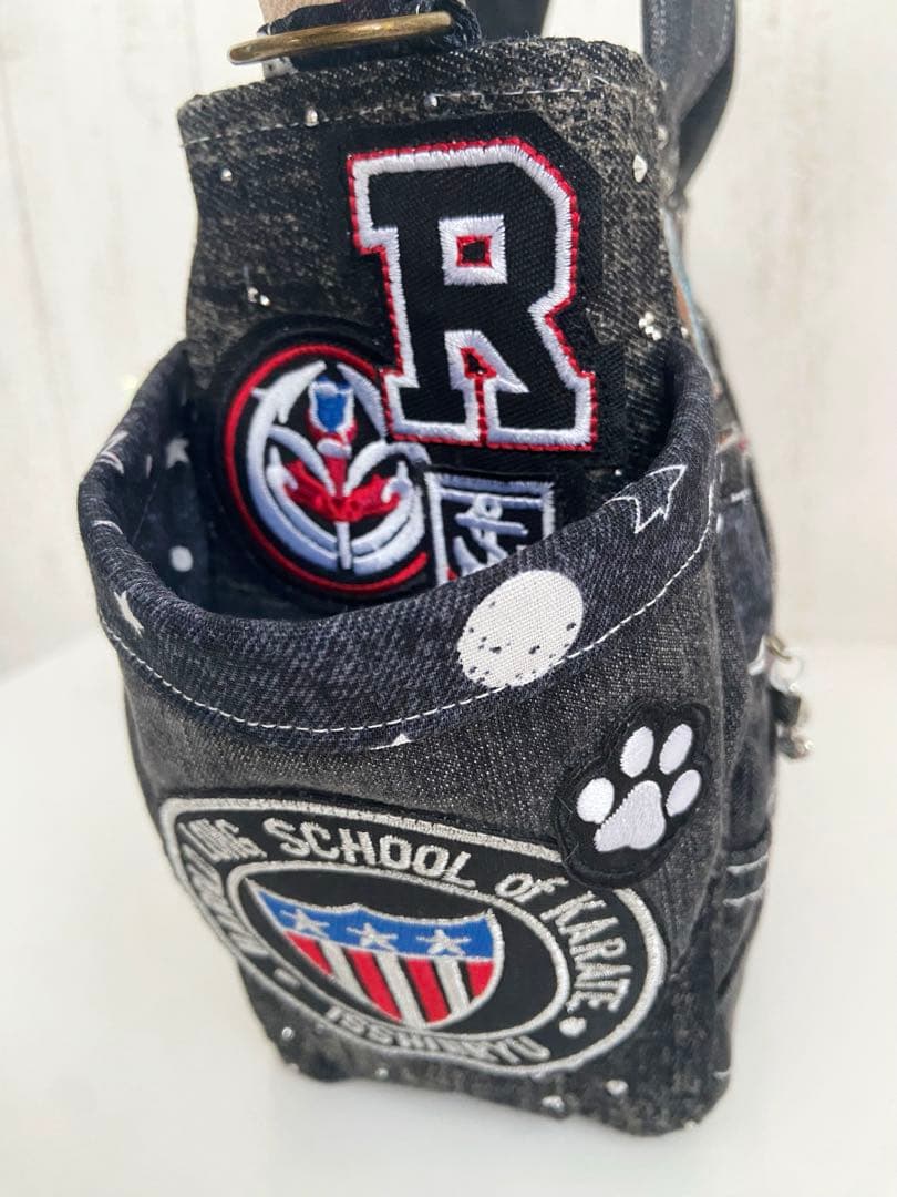 デニムリメイクバッグS ブラックストーンデニム