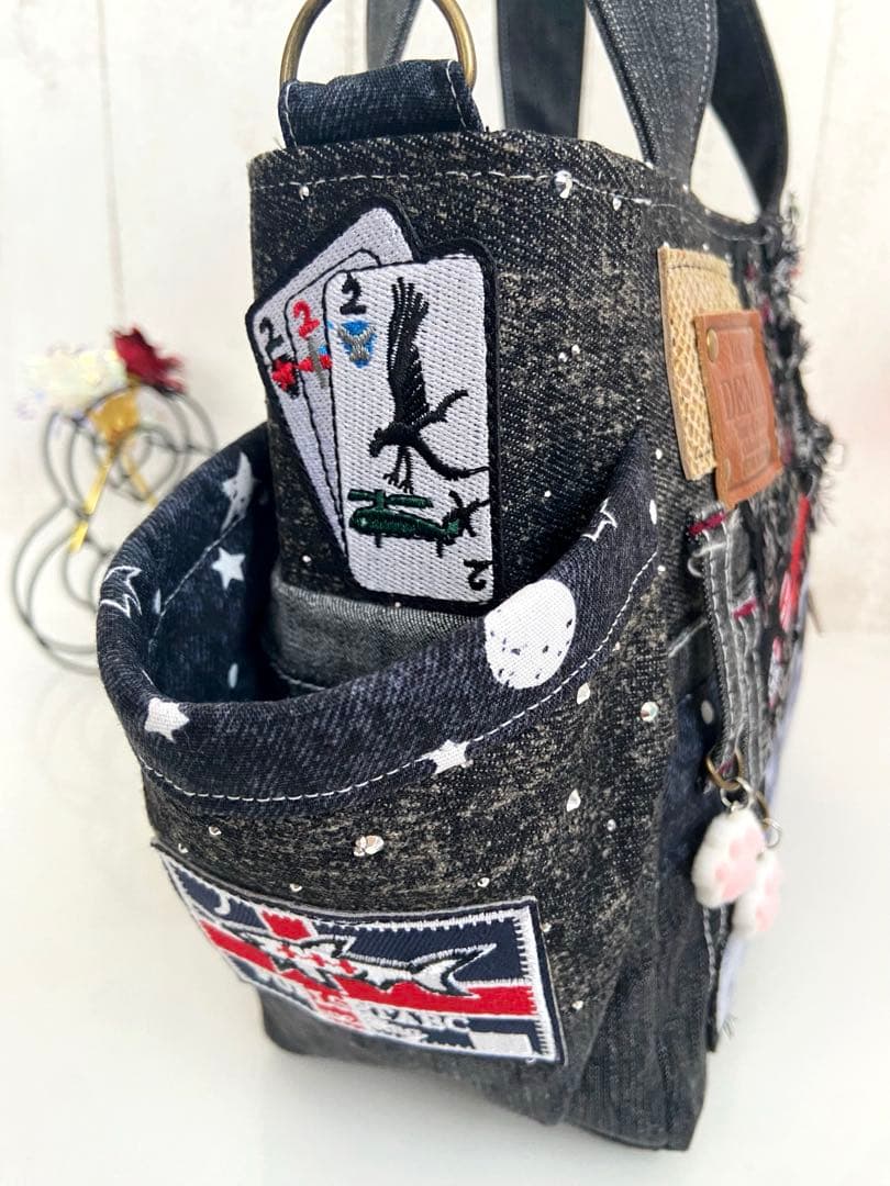 デニムリメイクバッグS ブラックストーンデニム