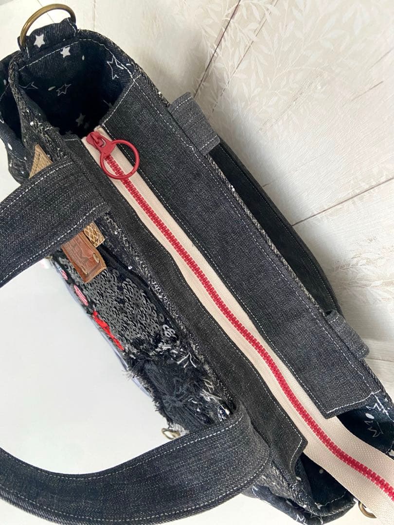 デニムリメイクバッグS ブラックストーンデニム