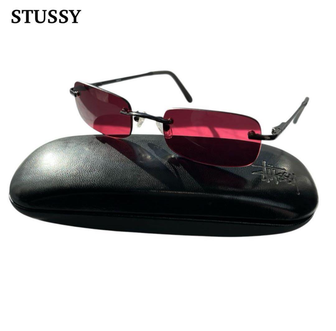 小物 00s STUSSY Y2K rimless square sunglasses