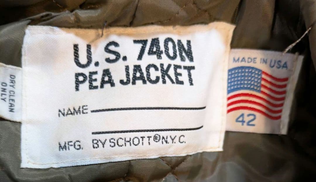 【値下げ】Schott　ピーコート　ダークブラウン　42