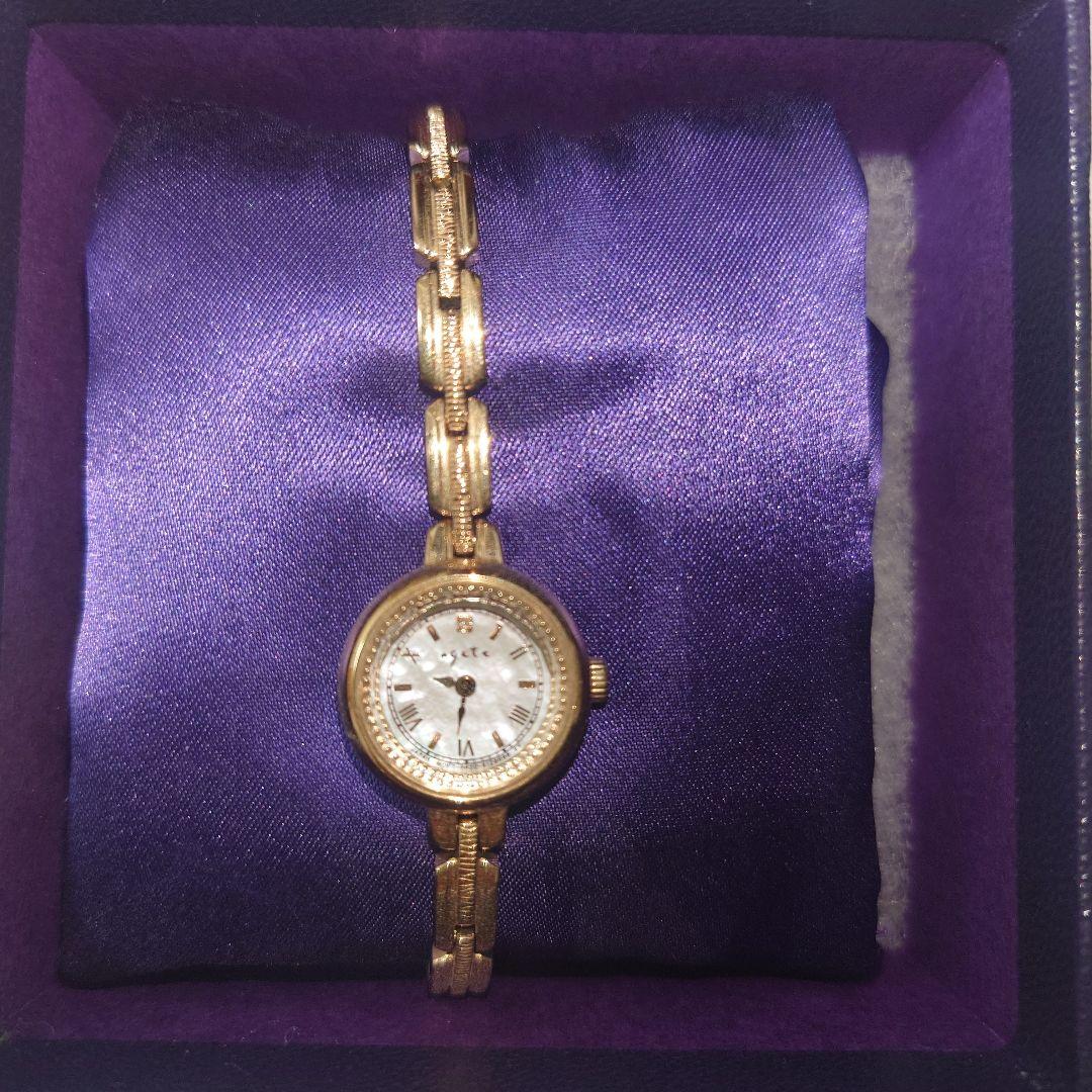 アガット　腕時計　ソーラー電池　シャンパンゴールド