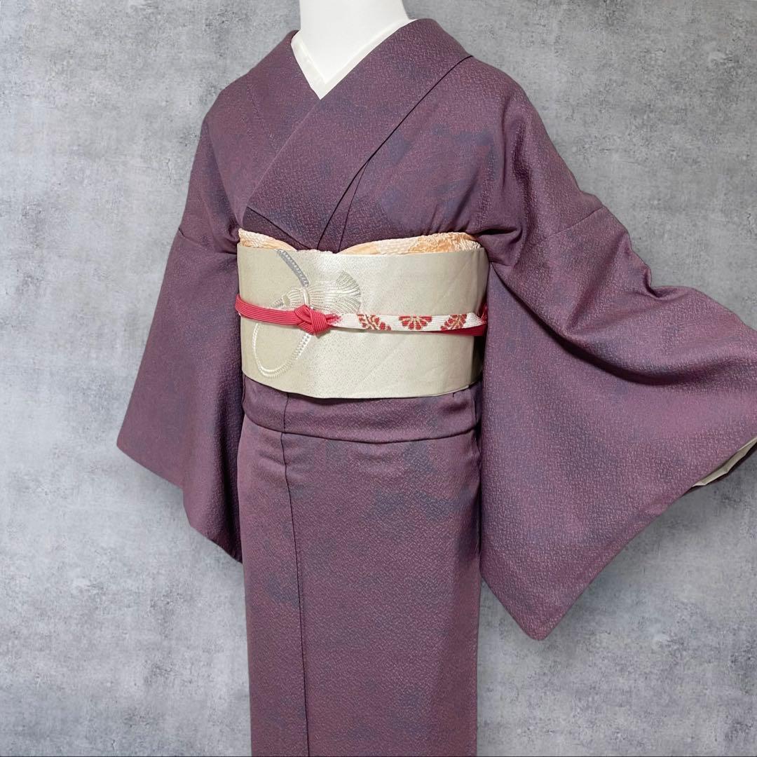 k181 単衣 色無地 洗える着物 うそつき袖 一つ紋 身丈149裄丈64.5