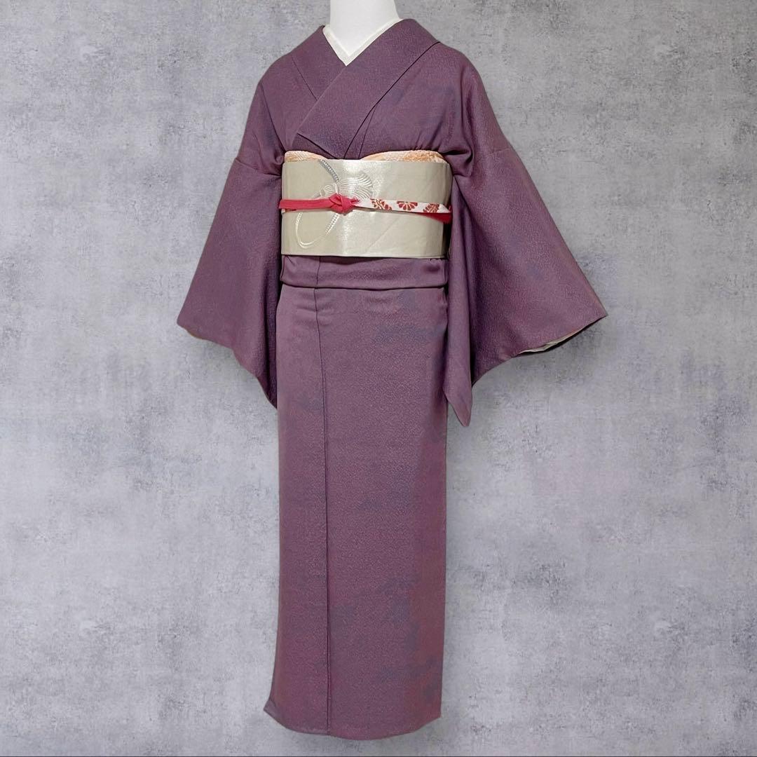 k181 単衣 色無地 洗える着物 うそつき袖 一つ紋 身丈149裄丈64.5