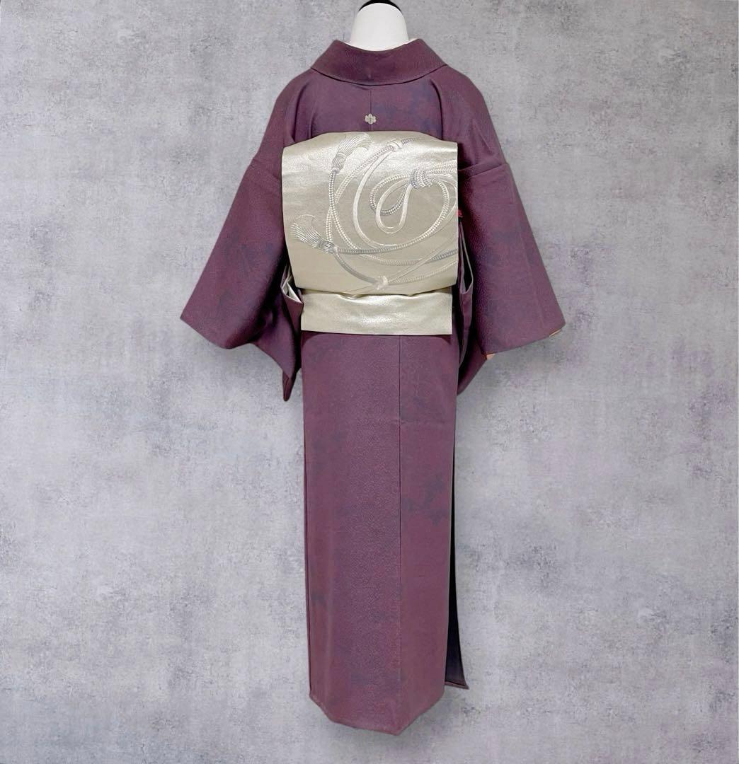 k181 単衣 色無地 洗える着物 うそつき袖 一つ紋 身丈149裄丈64.5