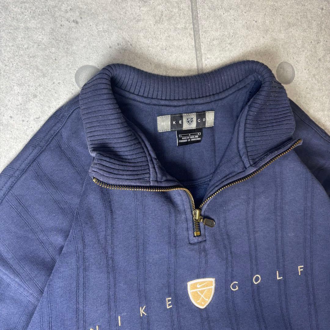 OLD NIKE GOLF　スウェット　90s　刺繍　ハーフジップ　センターロゴ