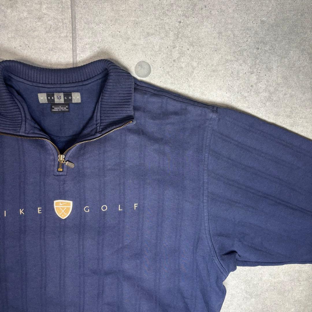 OLD NIKE GOLF　スウェット　90s　刺繍　ハーフジップ　センターロゴ