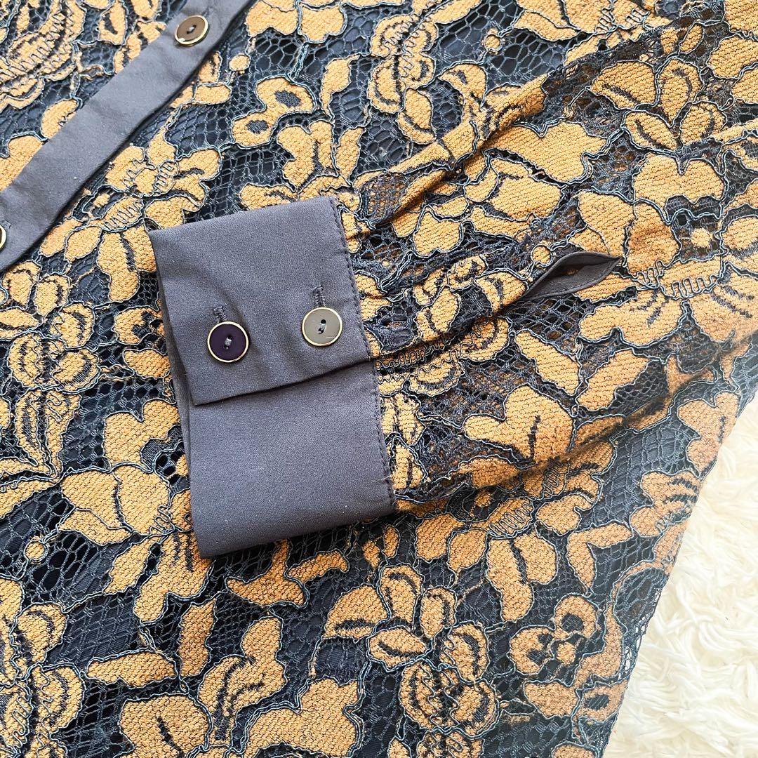 グレースコンチネンタル　ロング刺繍ワンピース ボウタイ リボンタイ