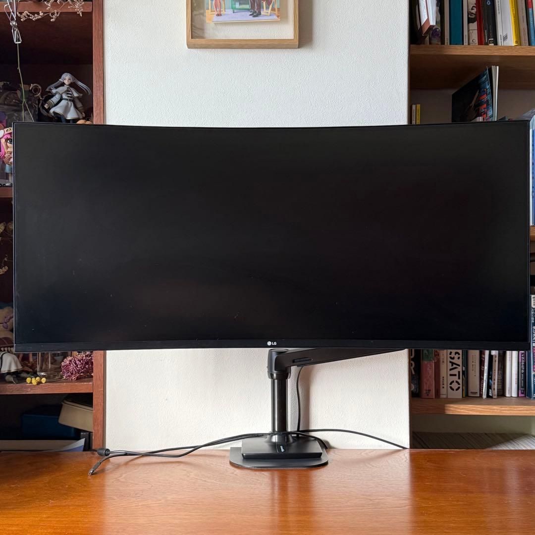 LG 曲面モニター 35WN75C-B ディスプレイ（モニターアーム付き）