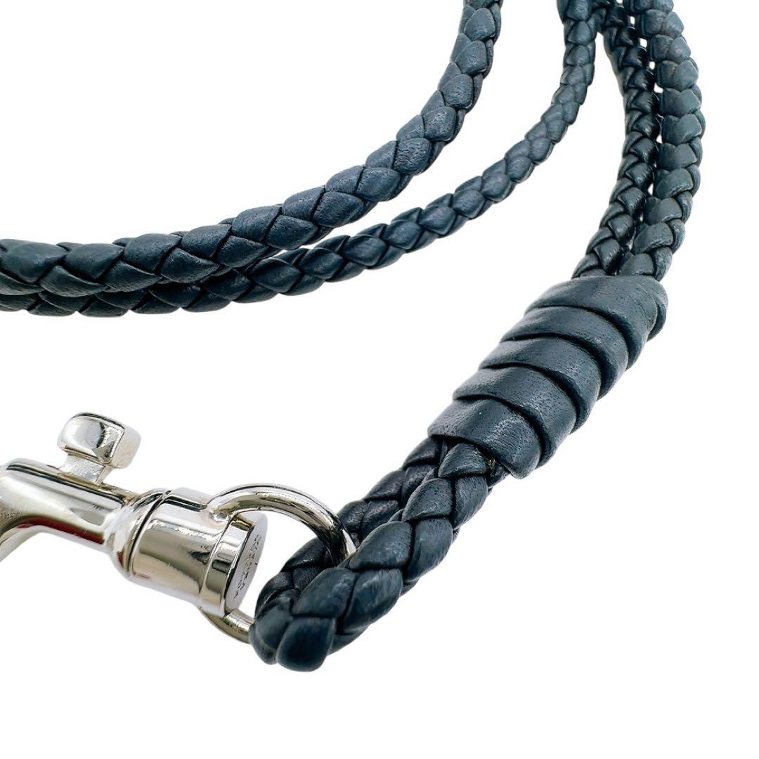 【美品】ボッテガ・ヴェネタ イントレチャート レザー ネックストラップ ブラック