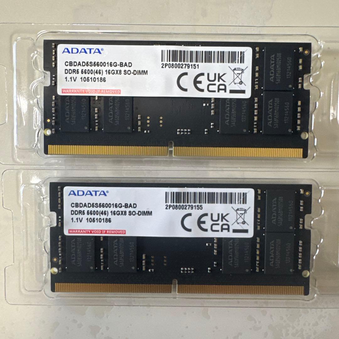 ADATA DDR5 32GB(16GB×2) SO-DIMM メモリー