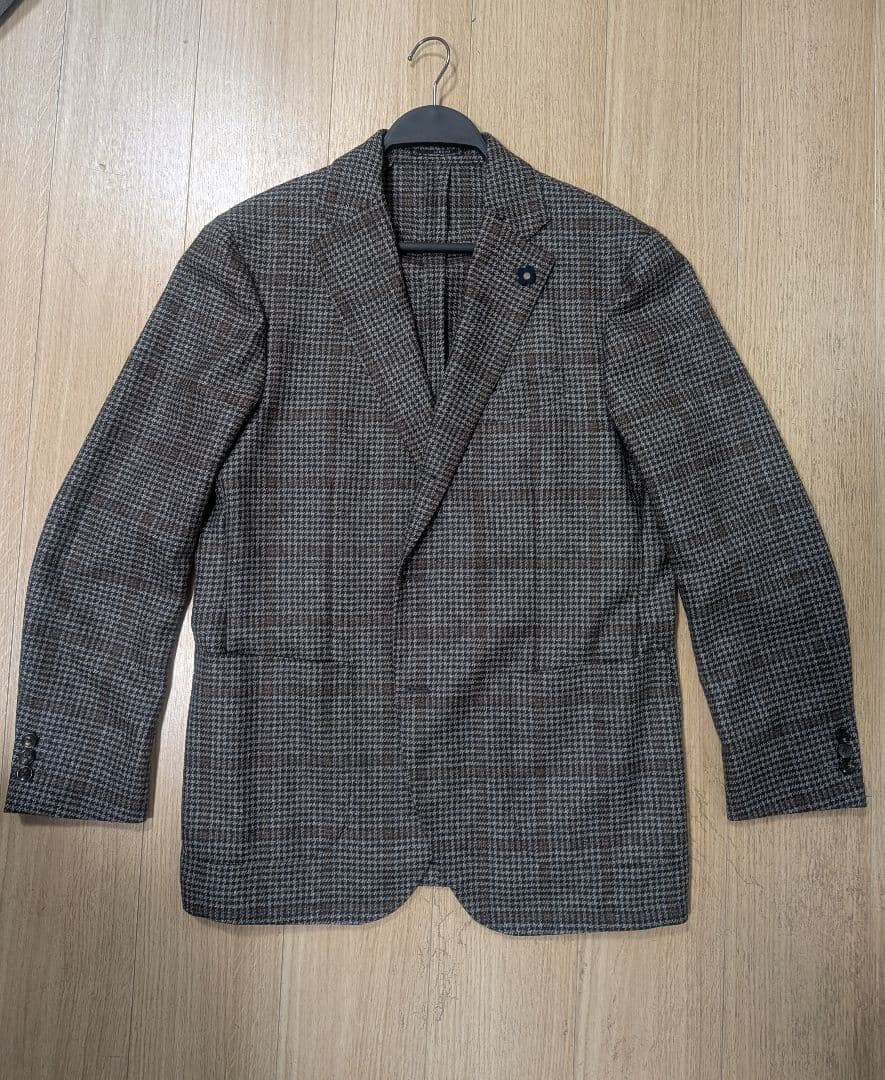 LARDINI ラルディーニ テーラード ジャケット 千鳥 ブートニエール 52