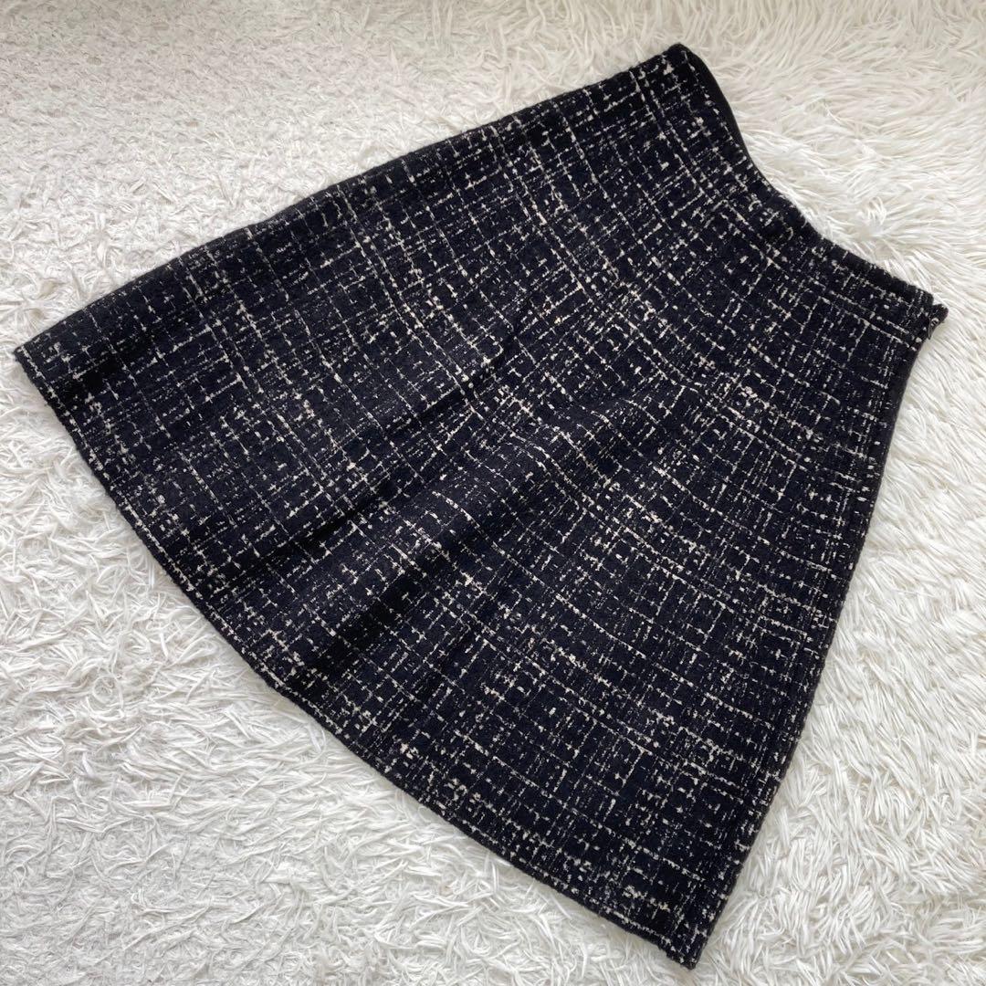 PRADA ウールスカート ブラック 38 ツイード フォーマル キレイめ