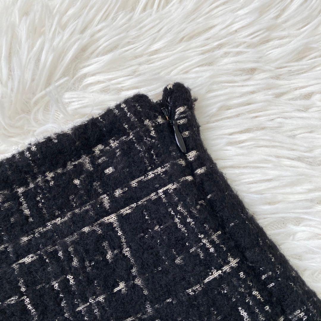 PRADA ウールスカート ブラック 38 ツイード フォーマル キレイめ