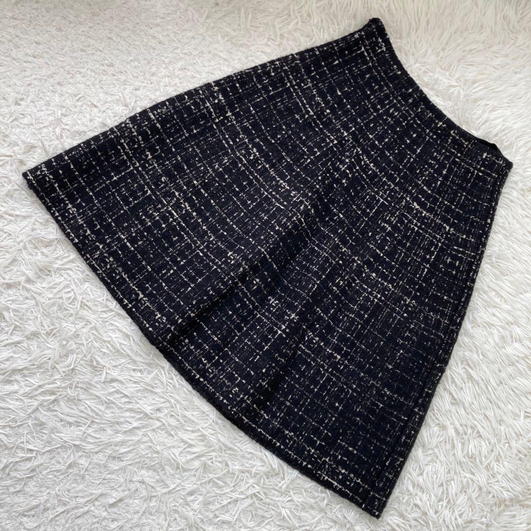 PRADA ウールスカート ブラック 38 ツイード フォーマル キレイめ