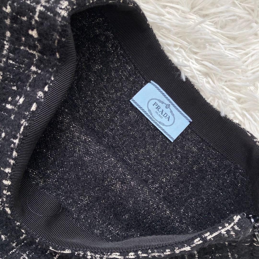 PRADA ウールスカート ブラック 38 ツイード フォーマル キレイめ