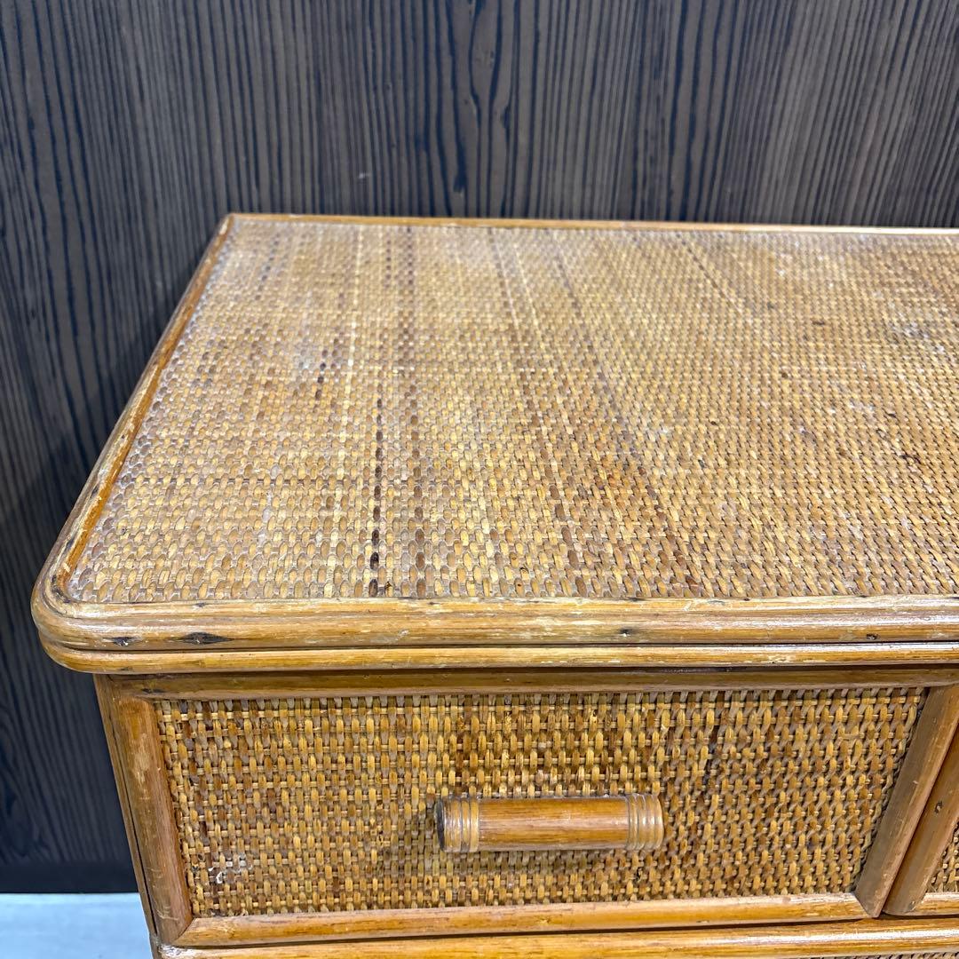 ラタン製シンプルチェスト 6引き出し