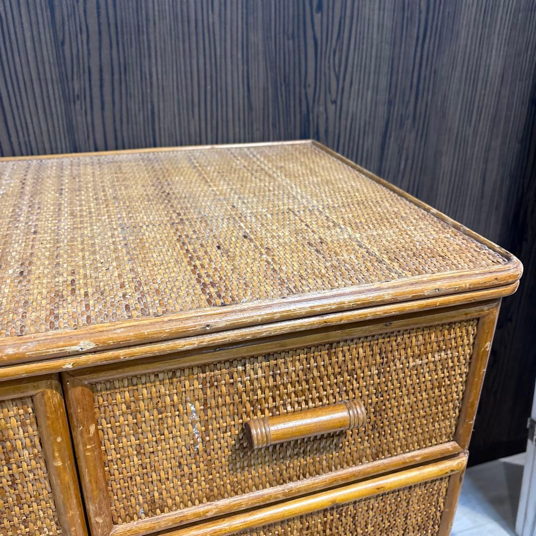 ラタン製シンプルチェスト 6引き出し