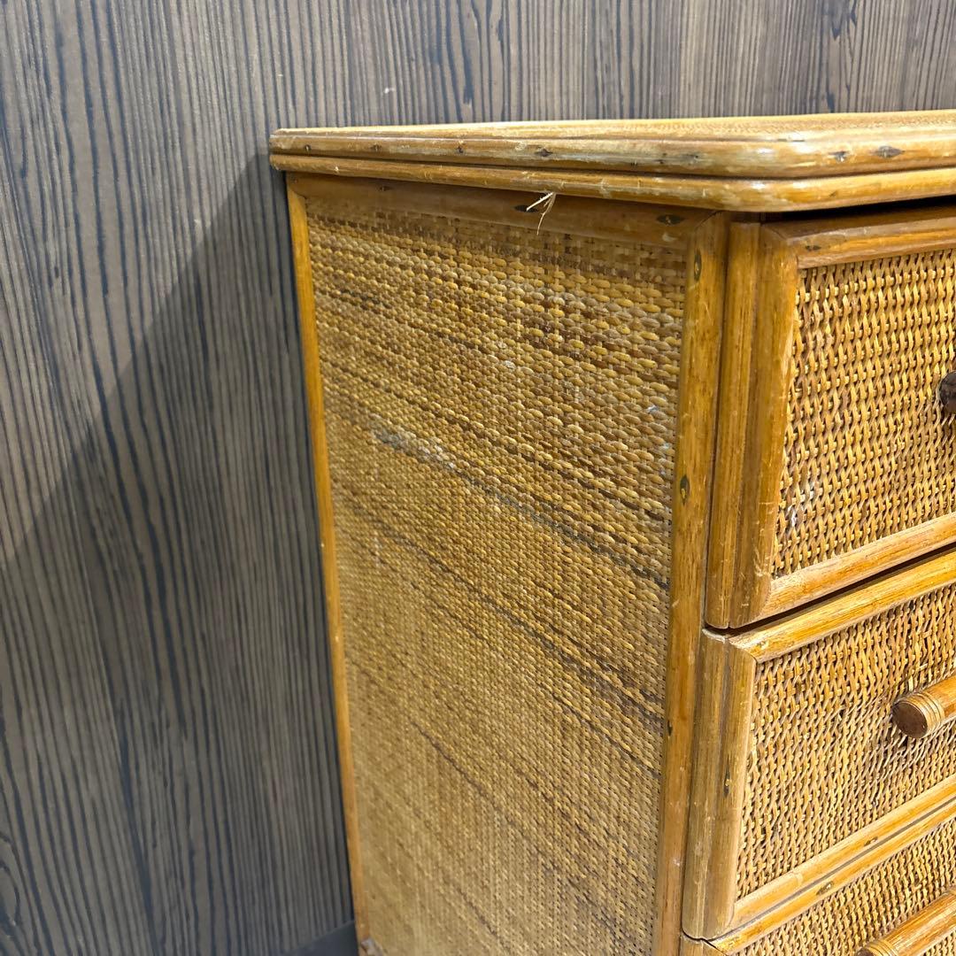 ラタン製シンプルチェスト 6引き出し