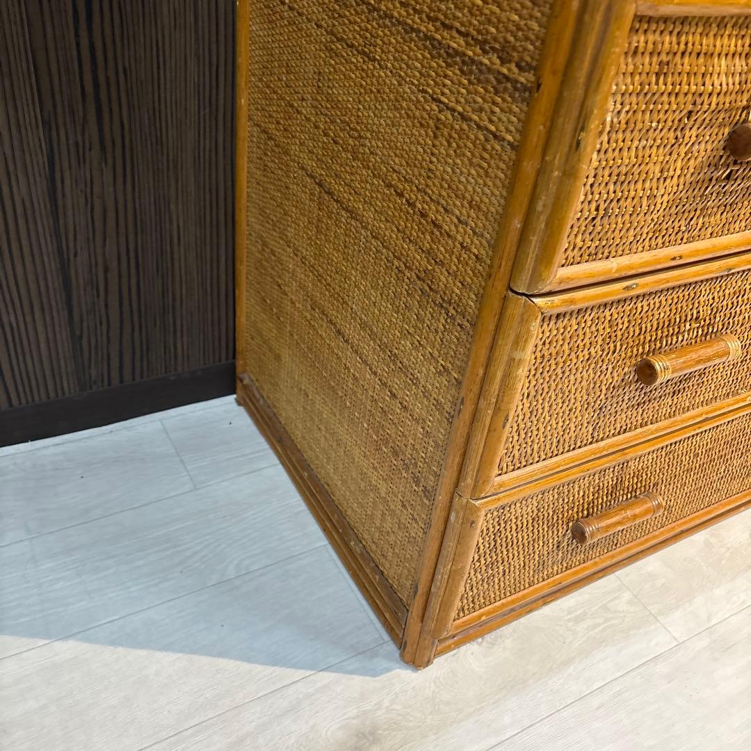 ラタン製シンプルチェスト 6引き出し