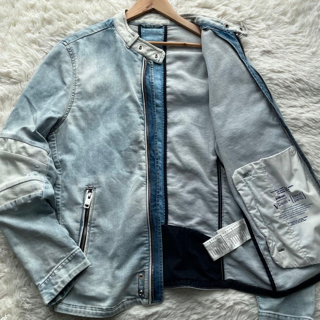 美品✨ディーゼル　デニム　ライダースジャケット　ジョグジーンズ　水色　L相当