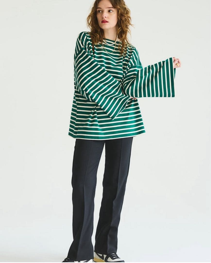 ヤ✨美品！タグ付き Oblada（オブラダ）イエローストライプ長袖Tシャツ