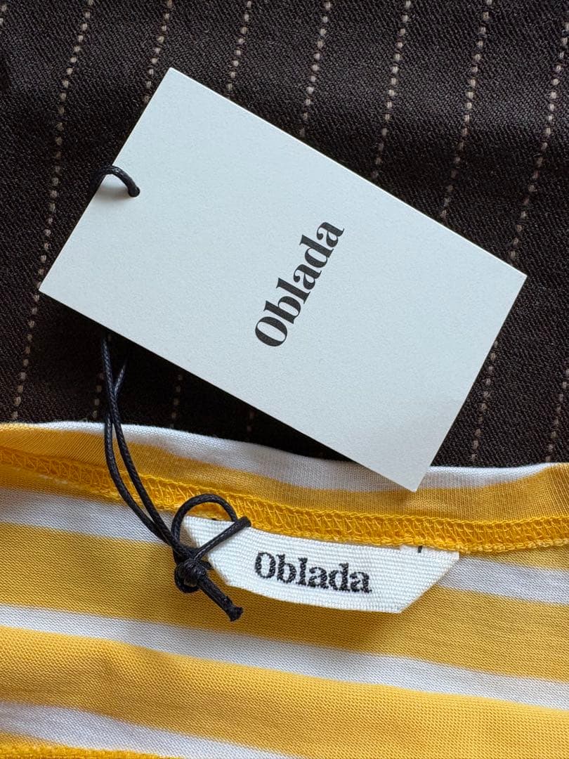 ヤ✨美品！タグ付き Oblada（オブラダ）イエローストライプ長袖Tシャツ
