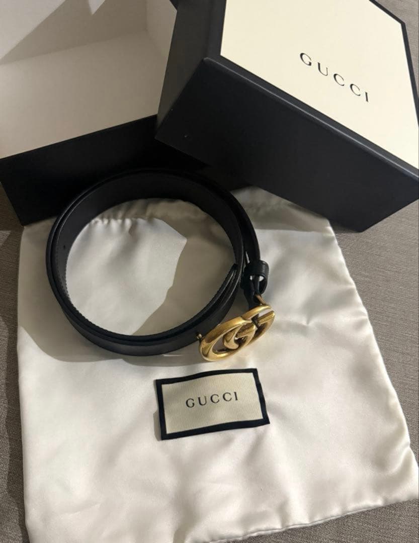 【超美品】GUCCI ベルト スリムベルト ダブルG ベルトGG