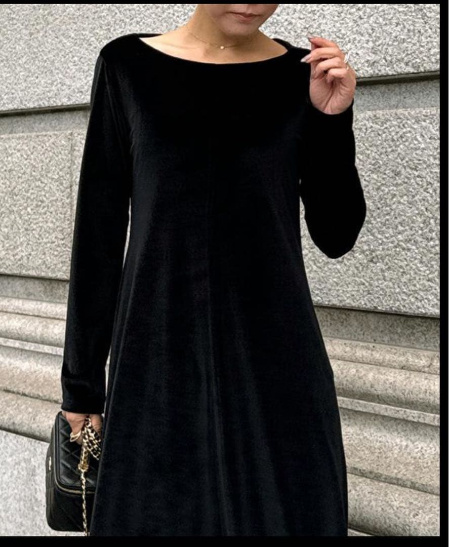 ブラックベルベットロングワンピース