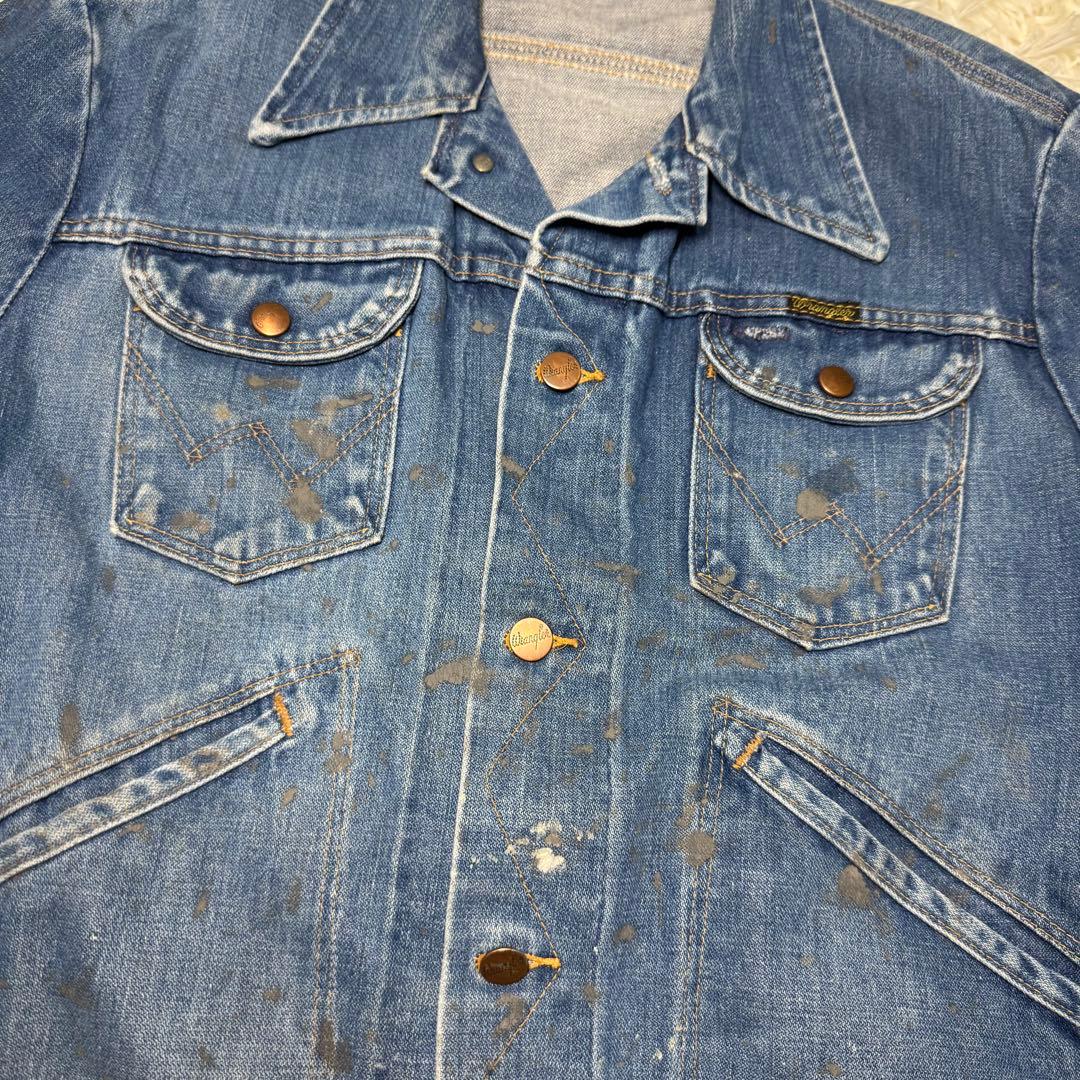 ☆Wrangler USA製 黒タグ デニムジャケット 2ポケット 70s☆