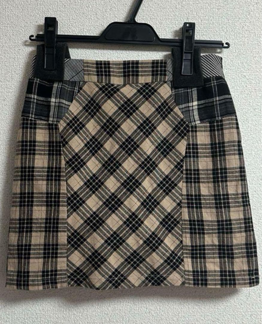andmary ルナチェックセットアップ(下) ミニスカート　ベージュ