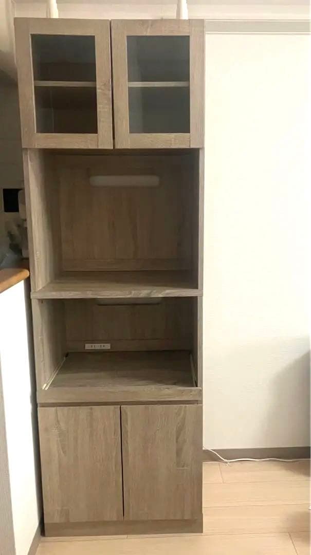 【KK】LOWYA 食器棚 レンジ台 オーク 組立済み