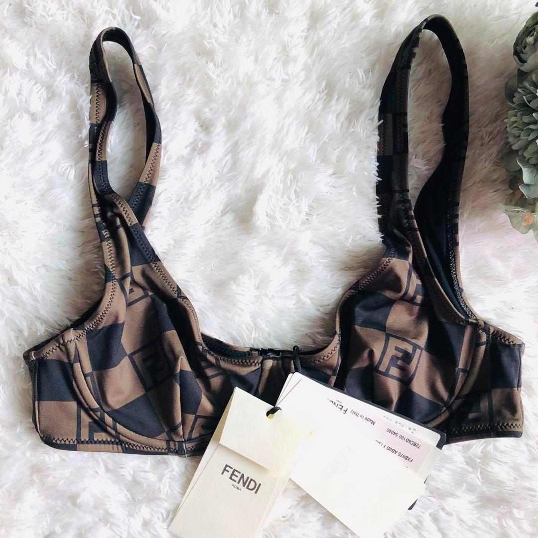 未使用タグ付✨フェンディ 水着 ズッカ FFロゴ ペカン カーキ×ブラック M