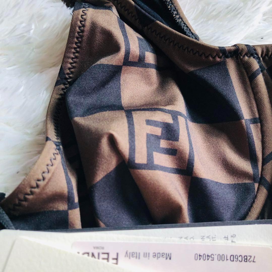 未使用タグ付✨フェンディ 水着 ズッカ FFロゴ ペカン カーキ×ブラック M