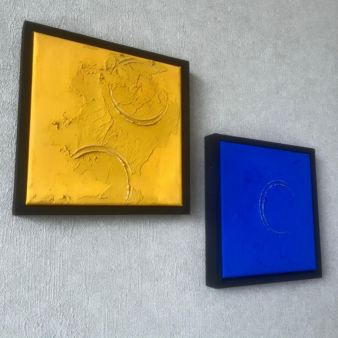 現代アート　2枚セット　フレーム付き　モダン　アートパネル　インテリア　抽象画