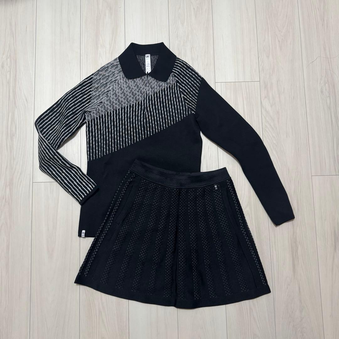 アディダス セットアップ ゴルフ レディースウェア 長袖ニットトップス スカート
