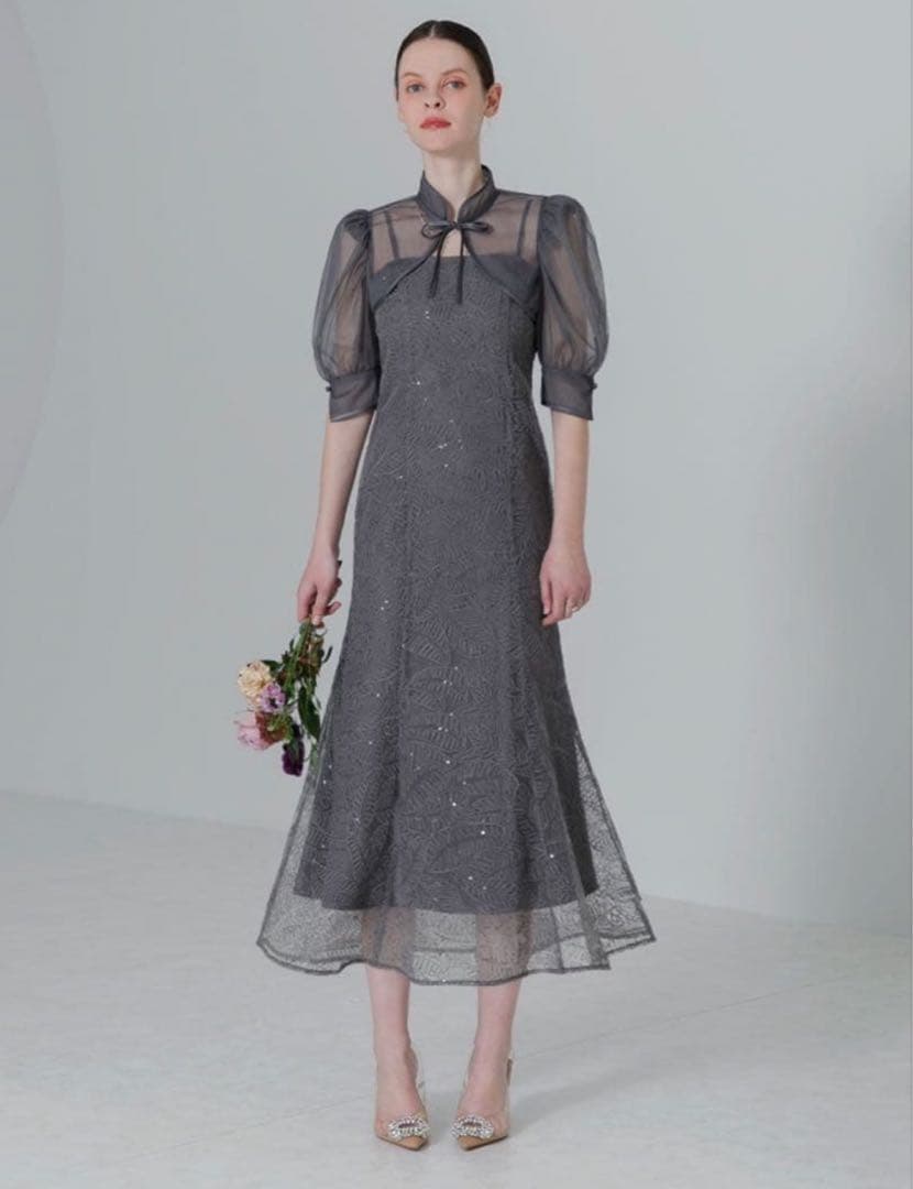 leja スパンコールボタニカルマーメイドボレロ2WAYワンピースドレス