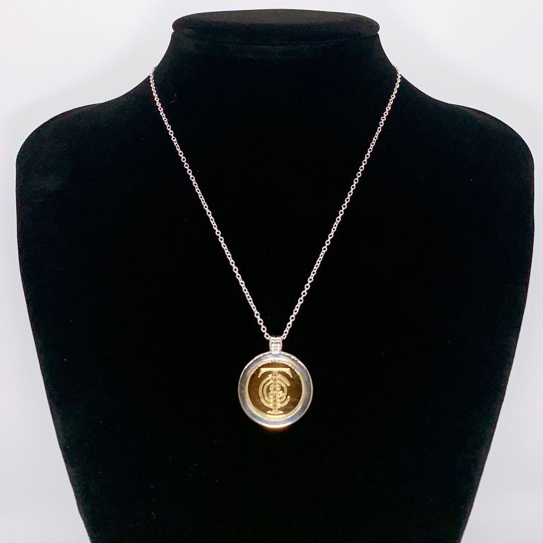 美品 ティファニー 旧ロゴ コンビ ネックレス チェーン社外品 シルバー k18