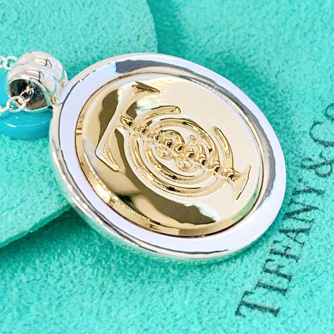 美品 ティファニー 旧ロゴ コンビ ネックレス チェーン社外品 シルバー k18