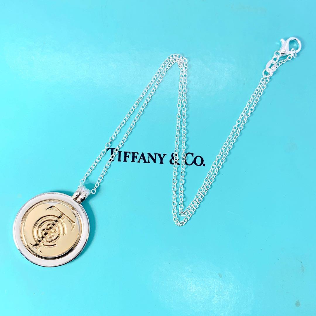 美品 ティファニー 旧ロゴ コンビ ネックレス チェーン社外品 シルバー k18