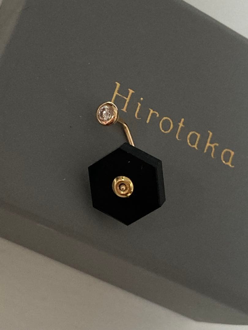 美品　hirotaka ヒロタカ　ダイヤモンド　オニキス　ピアス　片耳　k10