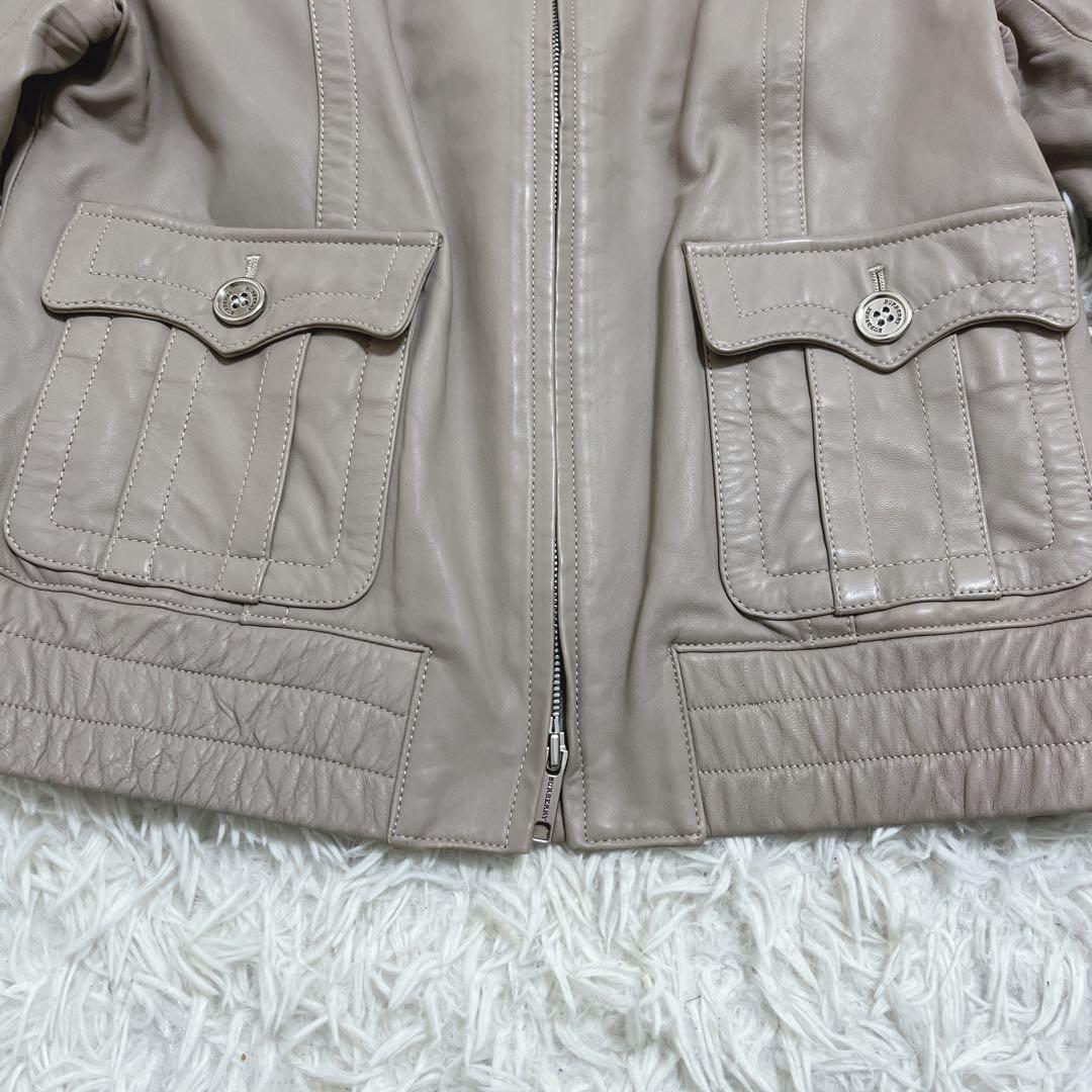 希少　バーバリーロンドン　羊革 ラムレザージャケット グレージュ　42