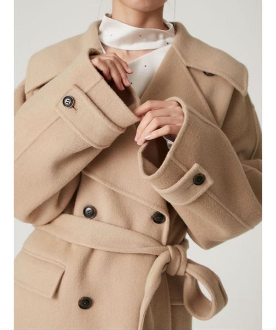 FRAY I.D ウールリバーミドルAラインコート キャメル