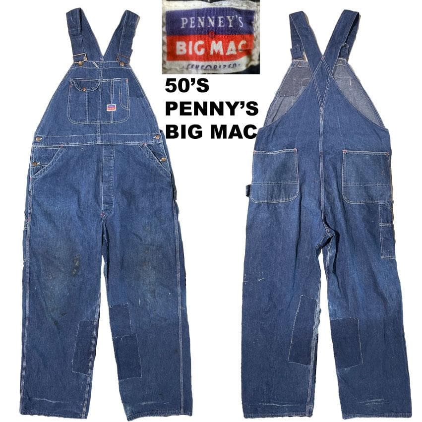 1950年代 PENNEY'S BIG MAC デニムオーバーオール 縦落ち