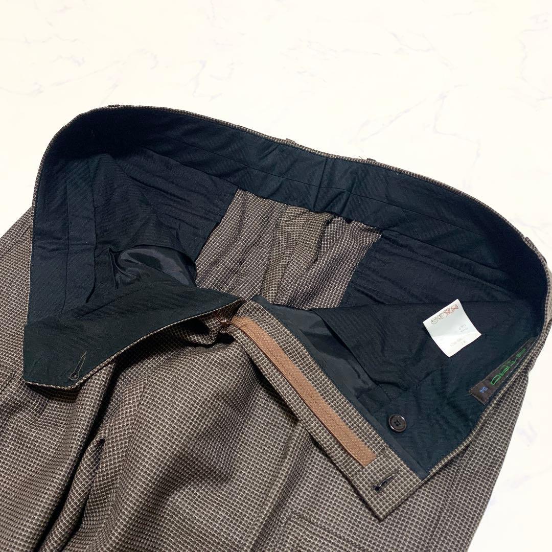 【美品　特大4L！シルク】エトロ　スーツセットアップ　ペイズリー柄　ブラウン　茶