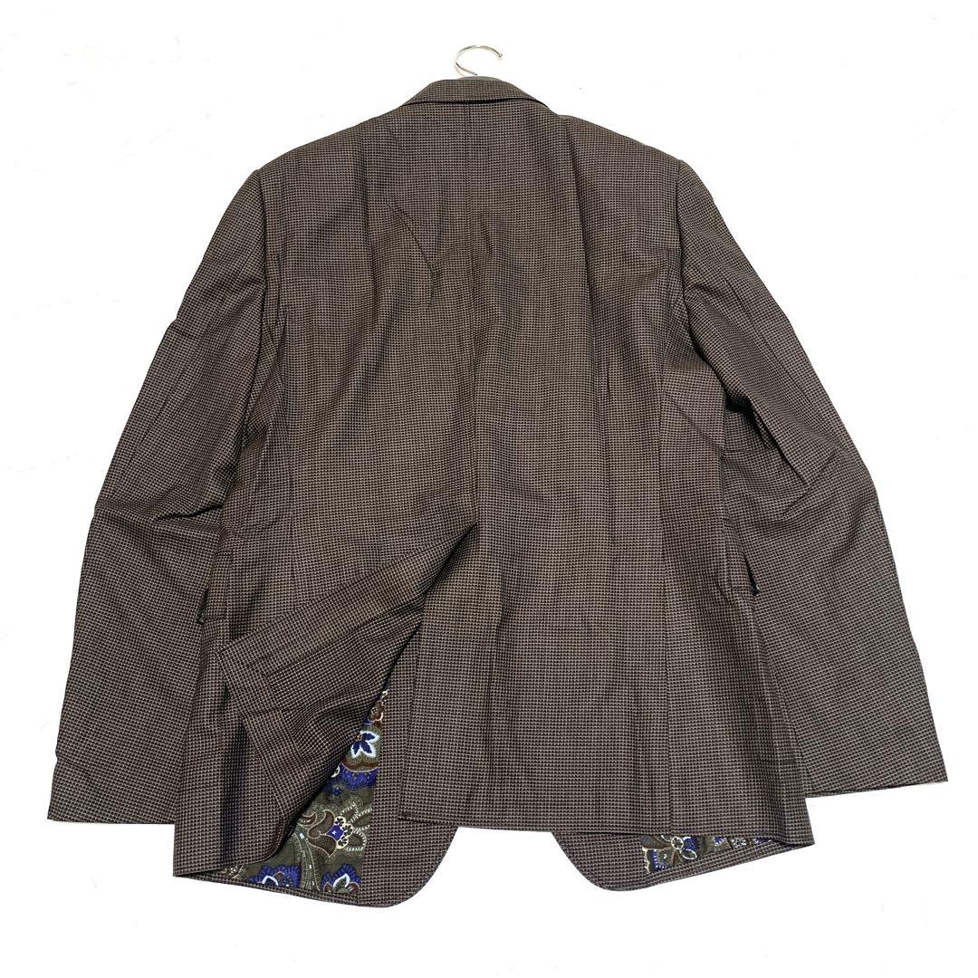 【美品　特大4L！シルク】エトロ　スーツセットアップ　ペイズリー柄　ブラウン　茶